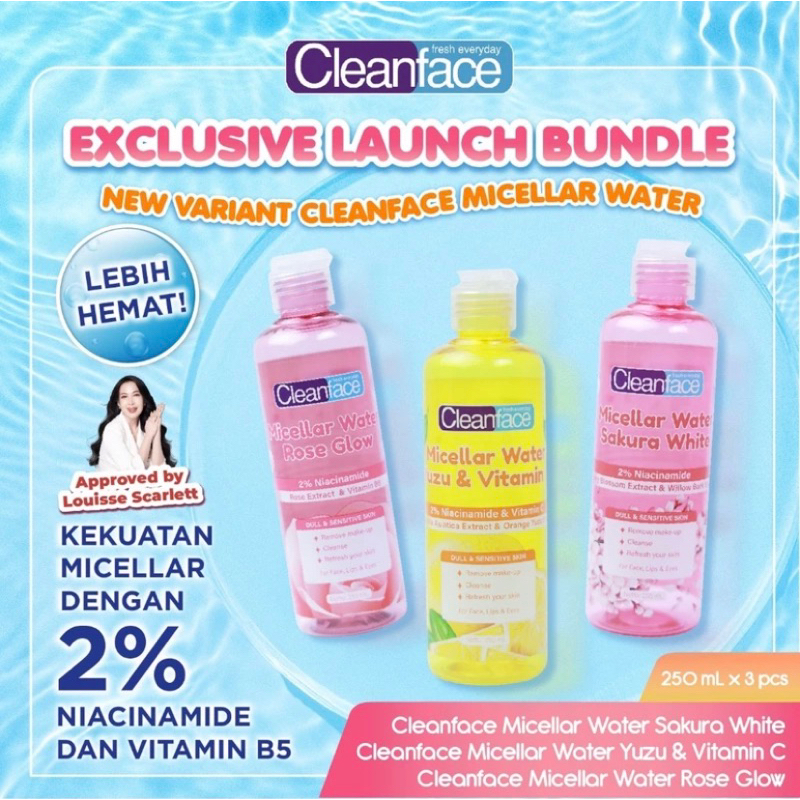 MICELLAR WATER CLEANFACE 250ML | MICELLAR WATER PURBASARI CLEAN FACE