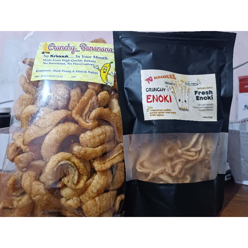 

crunchy banana-pisang kriuk-kripik pisang-snack pisang-snack sehat tanpa pengawet dan gula-rambak pisang-kripik buah-enoki krispy-jamur enoki, crunchy enoki-crispy enoki-jamur krispi- cemilan keluarga-oleh oleh-snack viral