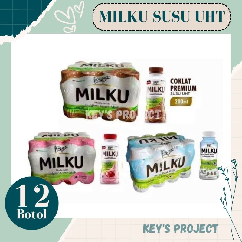 

MILKU Susu UHT 200 ml 1 pack 12 botol
