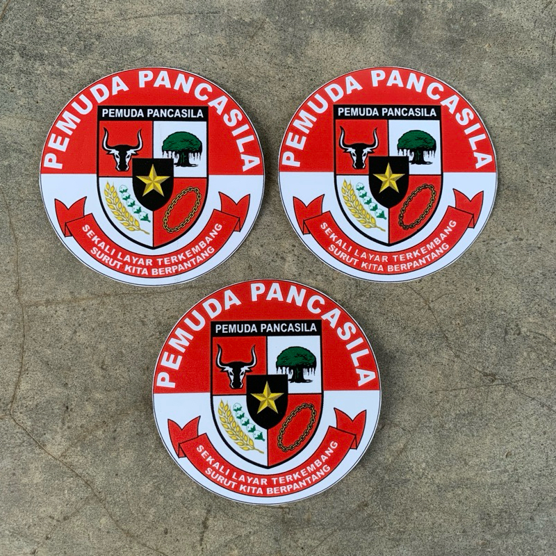 

stiker logo pemuda pancasila merah putih isi 3 pcs 10 ribu