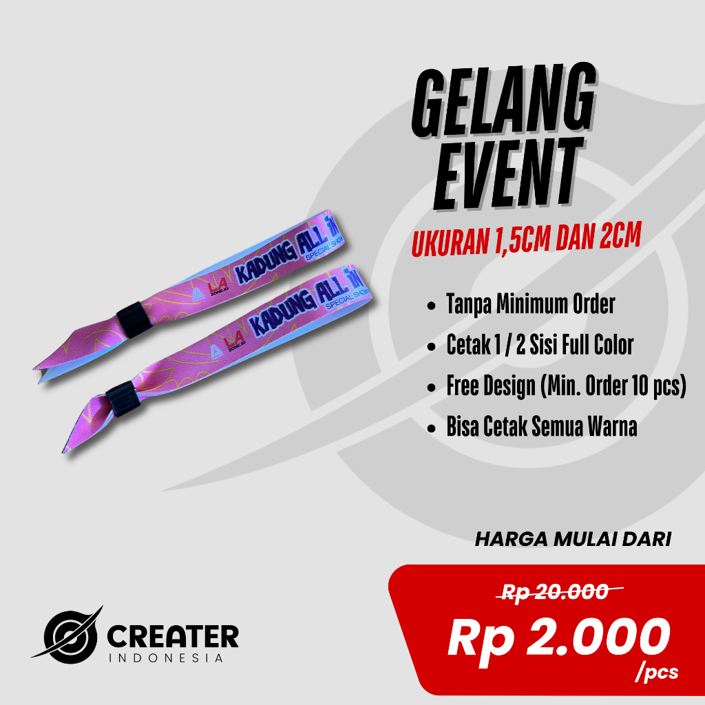

Tiket Gelang Lanyard lebar 1,5cm