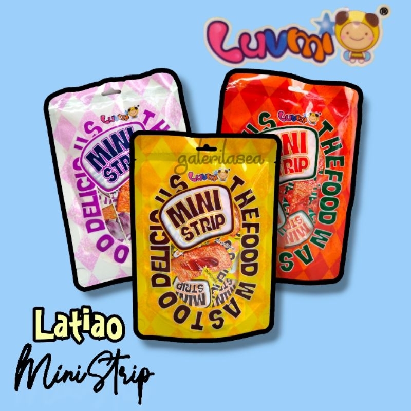 

LUVMI LATIAO MINI STRIP SPICY BBQ / STRIP SPICY GARLIC / STRIP SPICY MALA /CEMILAN Pedas Manis Food