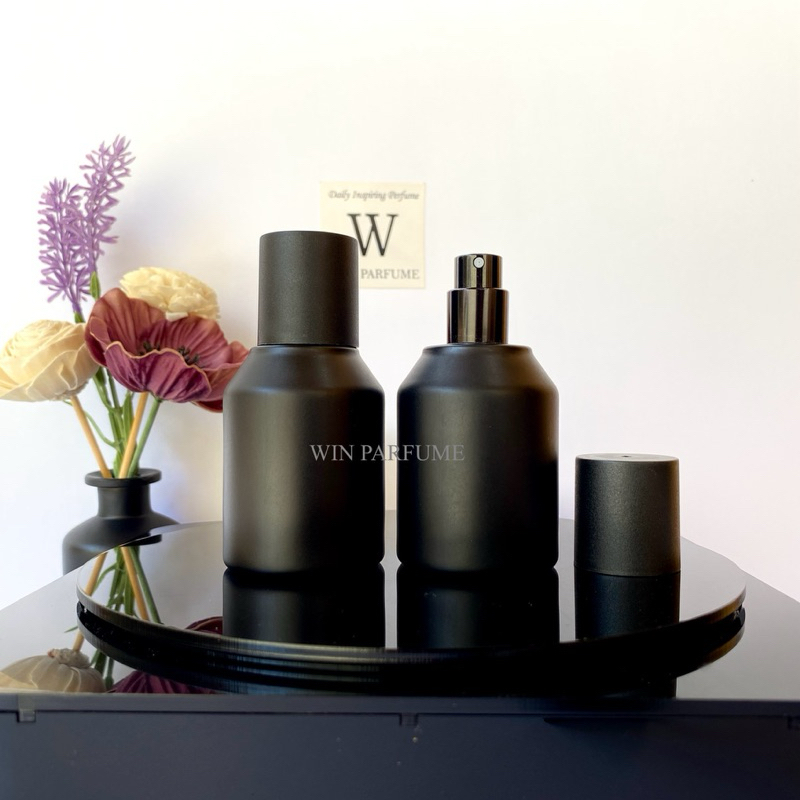 Botol Parfum Hertic Hitam Doff 30ml Semi Press Tutup Hitam Ring Spray Hitam