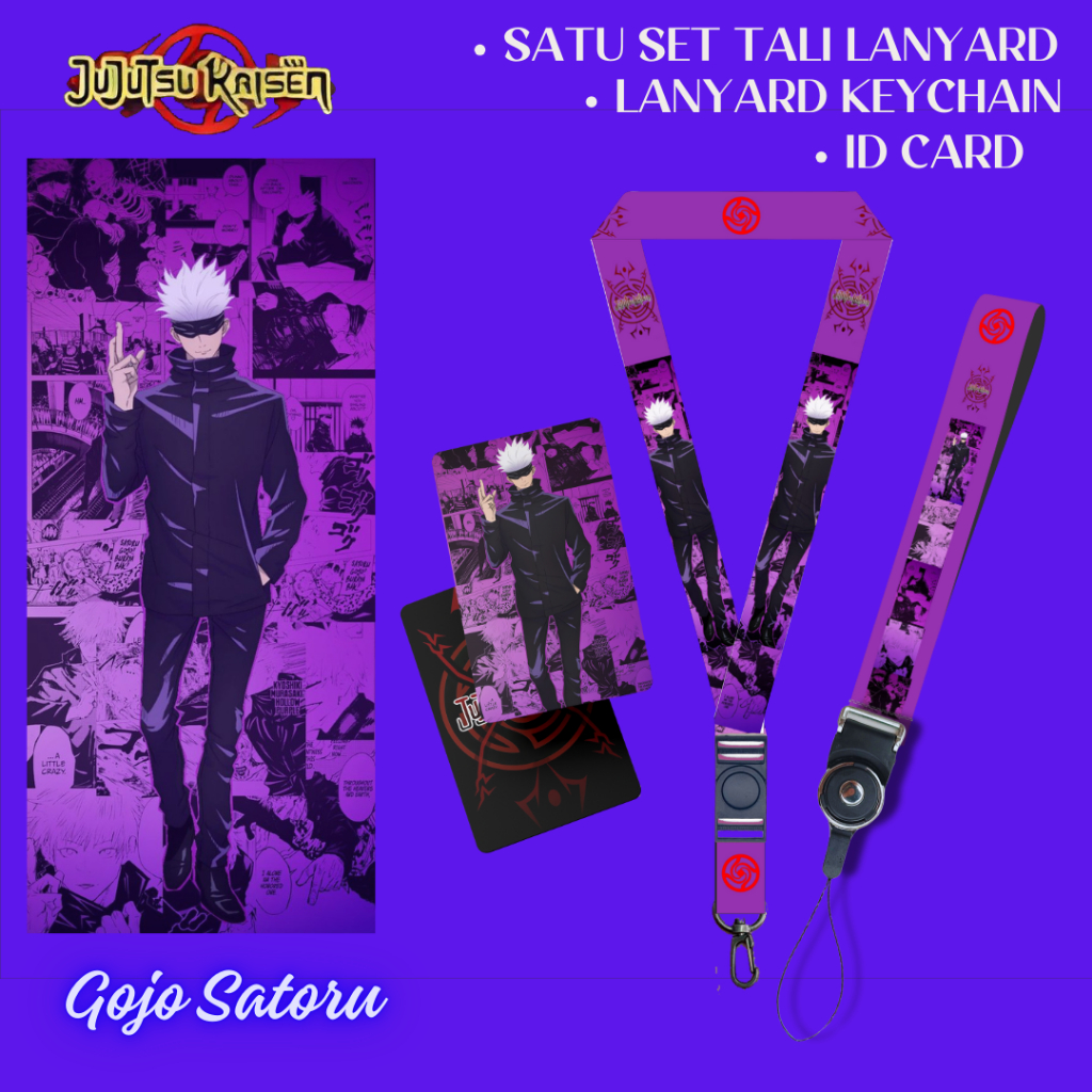 

STRAP LANYARD ID CARD Jujutsu Kaisen Gojo Gantungan Kunci Tali ID Card Name Tag