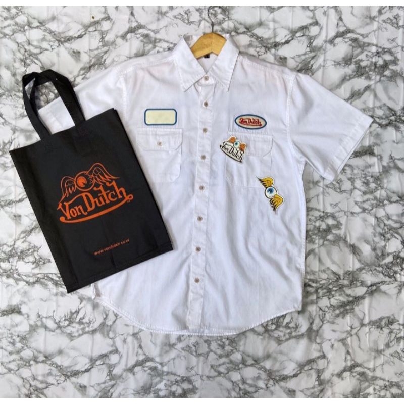 Workshirt Von-dutch White Casual Shirt - 100% Original Store VW-03