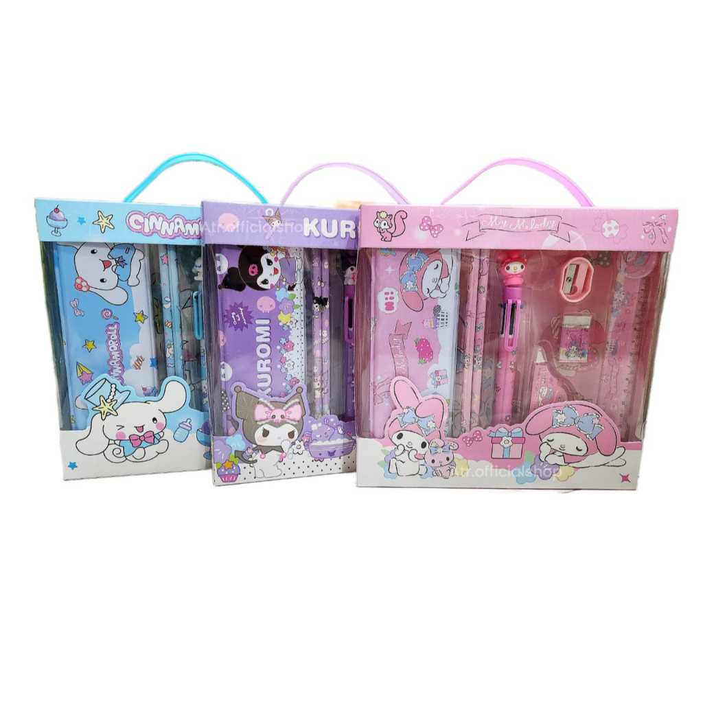 

Alat tulis set Tempat Pensil TipEx Correction tape Pulpen Souvenir Kado Anak Kuromi Melody Cinnamorol