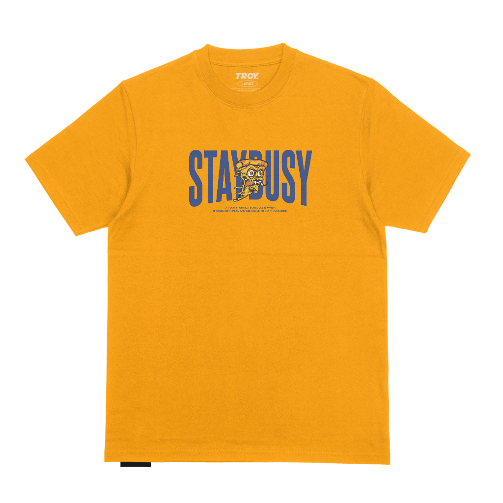 Troy Company Tshirt Yellow Mustard Busy Pizza - Kaos Lengan Pendek Kaos Kuning Mustard MTD 2737