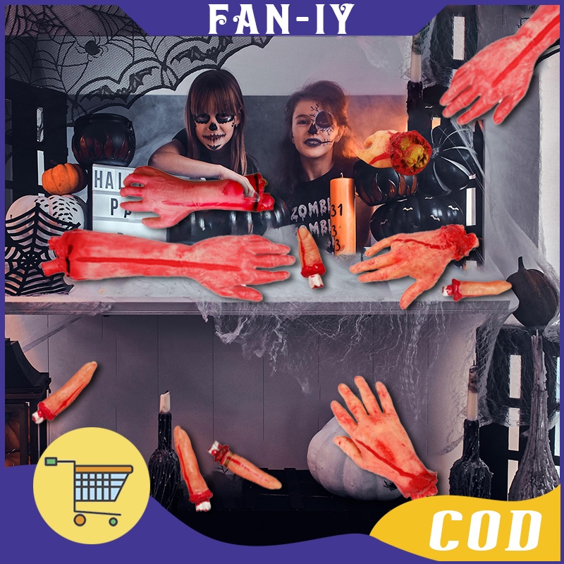 Jari Tangan Palsu Kaki Dekorasi Halloween Palsu Berdarah Alat Peraga Mainan