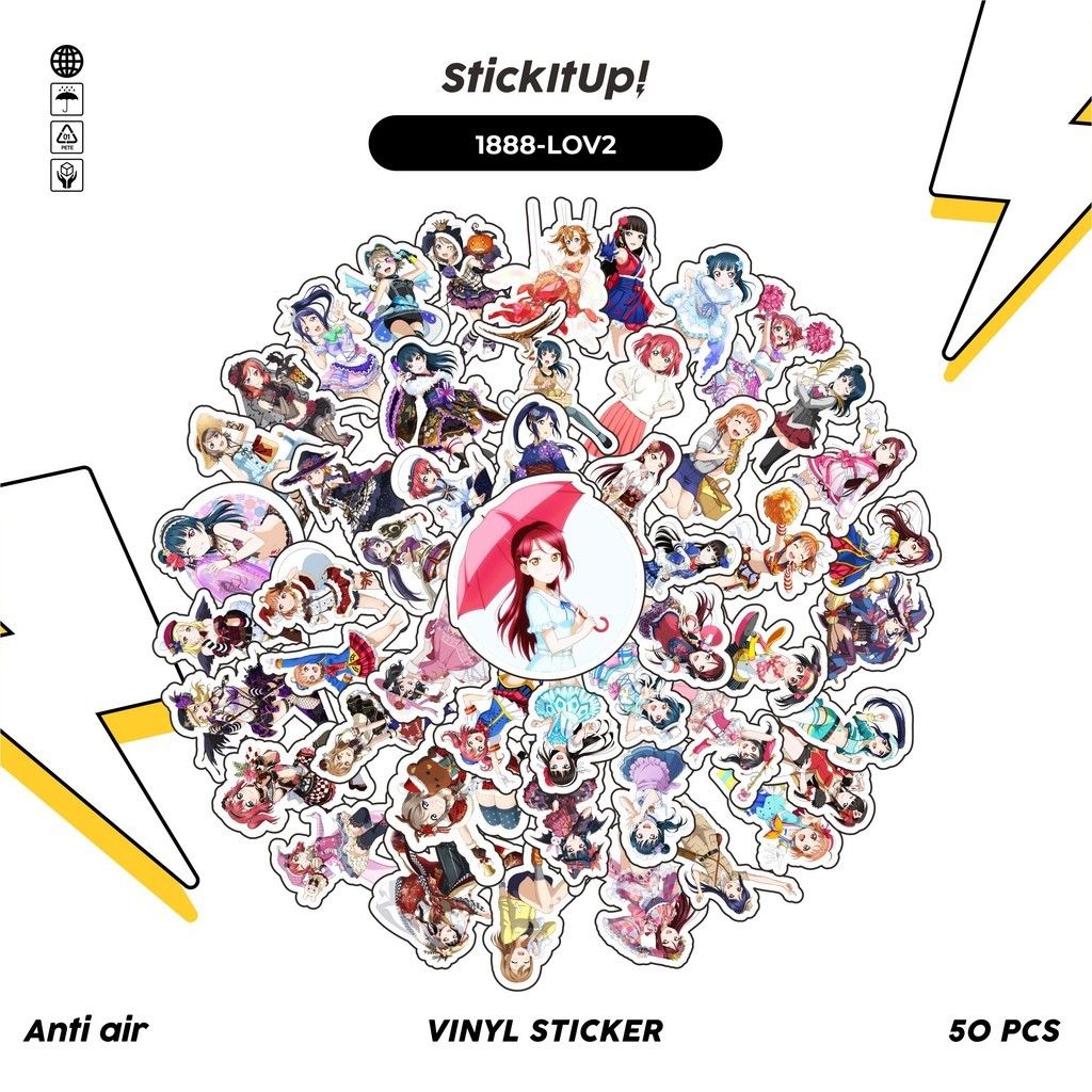

COD✨ 50 Pcs Stiker L0VE LIVE CHAR MIX 02 Lucu Anti Air Untuk Dekorasi Notebook Sepeda Skateboard Handphone DIY