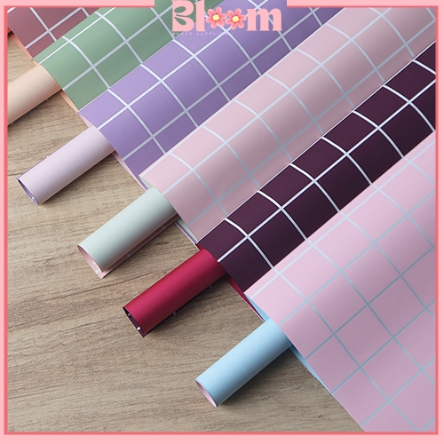 Kertas Buket Bunga Kotak Kotak Flower Wrapping Paper Cellophane KB6084