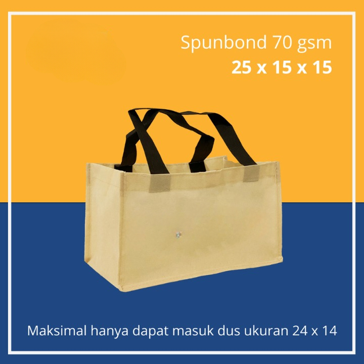 

(10pcs) Tas Spundbond Polos Kemasan Hadiah Souvenir Box Kue Goodiebag Handle 25x15x15cm