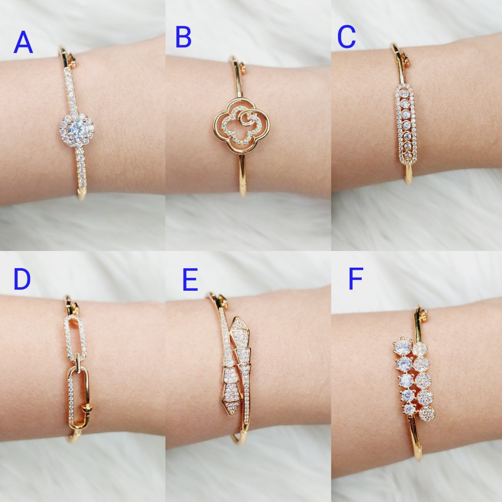 Gelang bangle wanita premium mata GLB023 bracelets lingkar bulat gelang bangle kunci ada pengait per