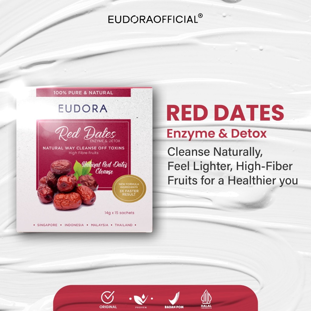 Eudora  Red Dates Enzyme & Detox - Buah Kering Tinggi Serat, Detox Pelangsing Penurun Berat Badan