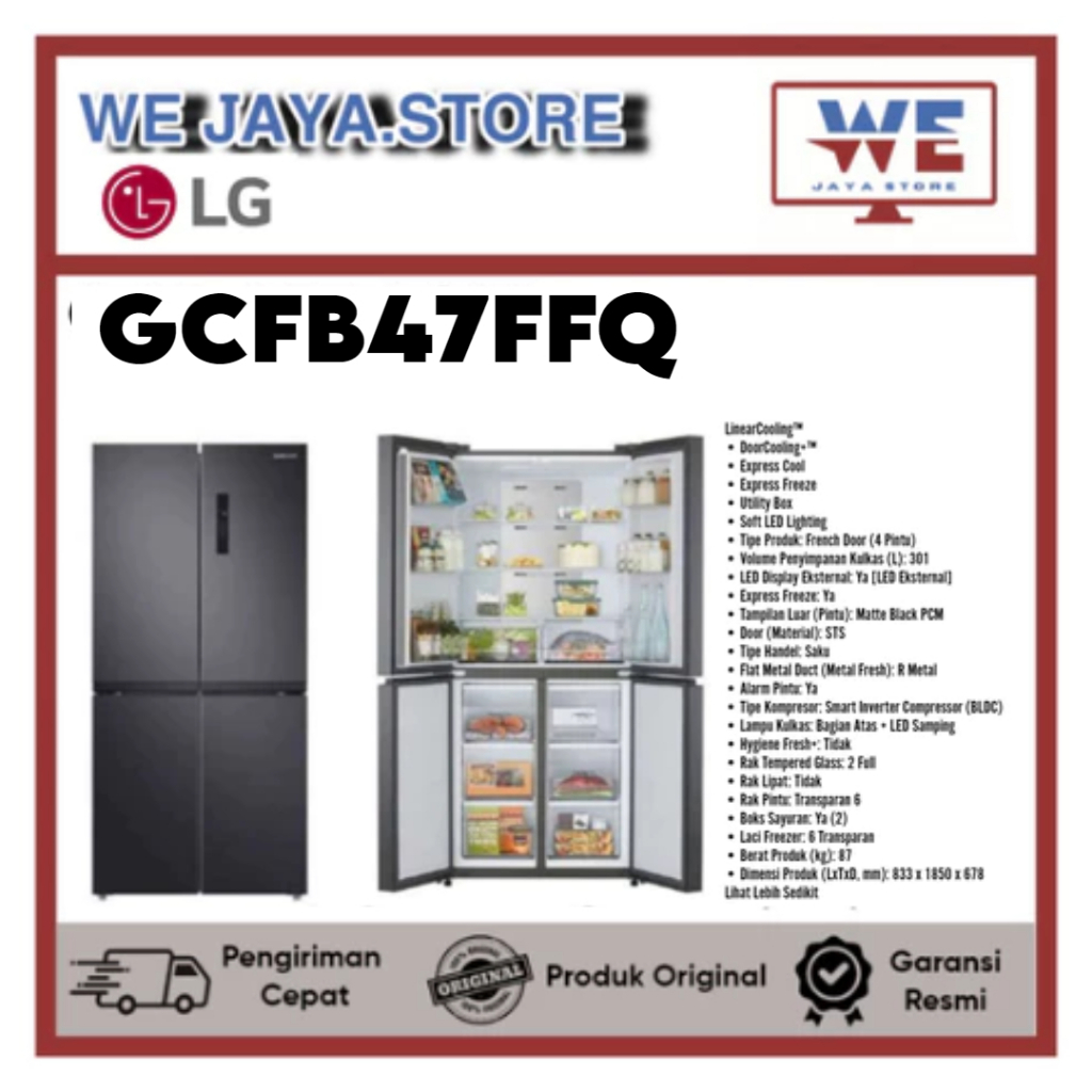 KULKAS LG SIDE BY SIDE 4 PINTU GCFB47FFQAB