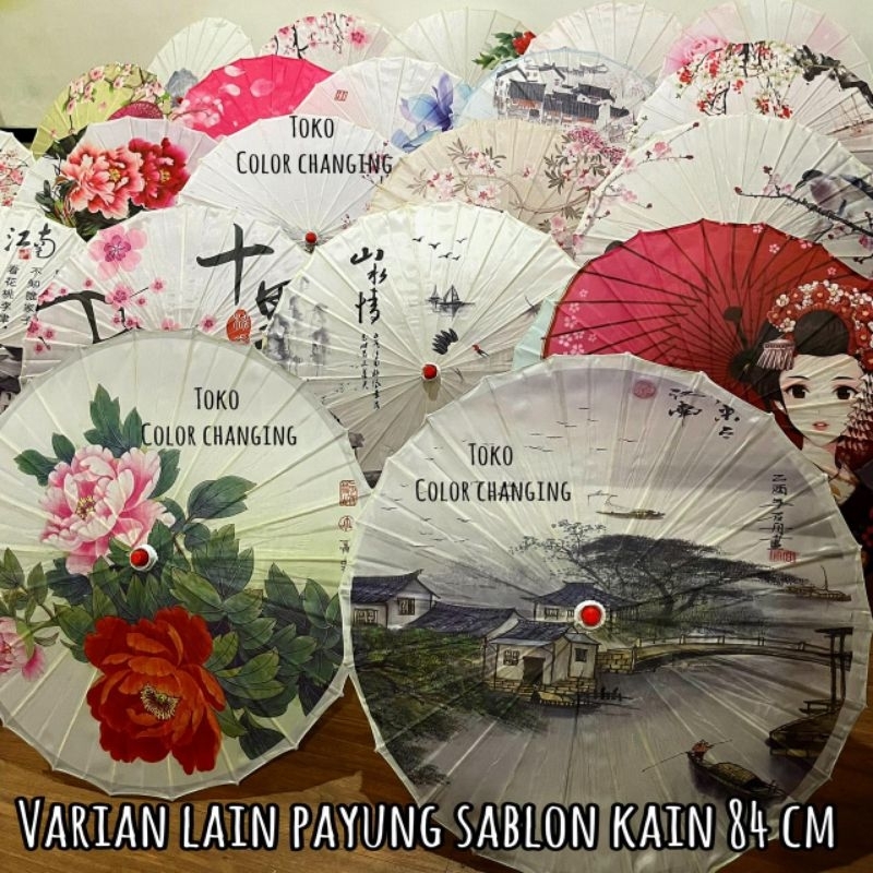 Payung kain geulis outdoor 84 cm sablon payung hias payung geulis