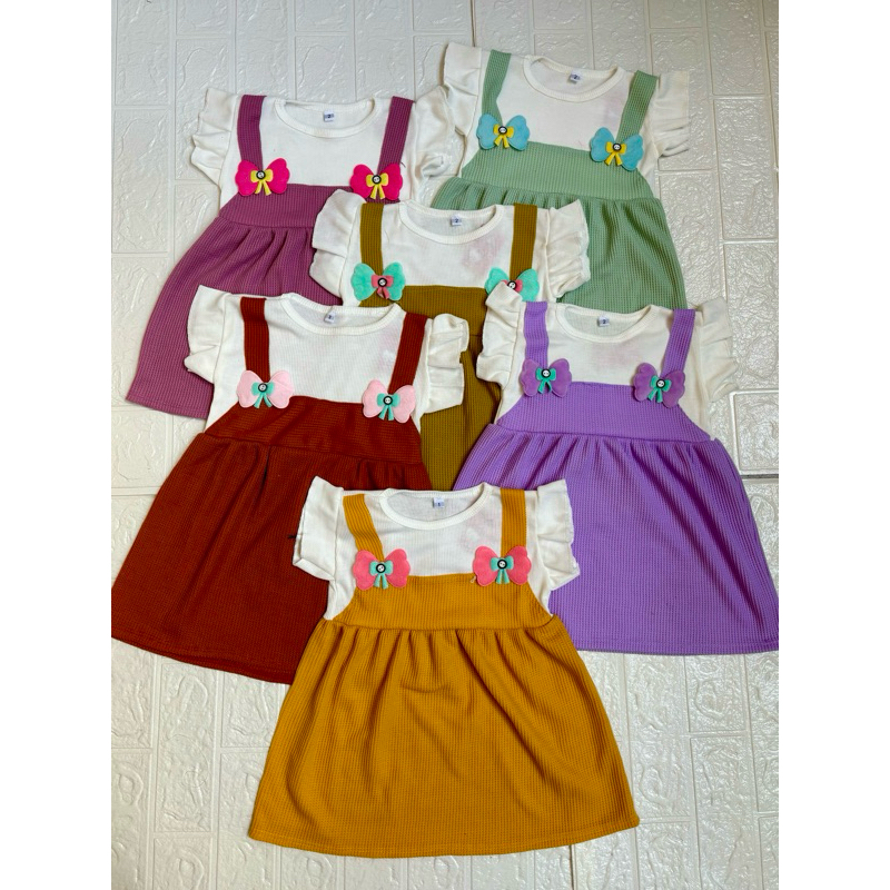 KOREAN DRESS PITA ANAK | DRESS RIB PITA | DRESS ANAK PITA LUCU