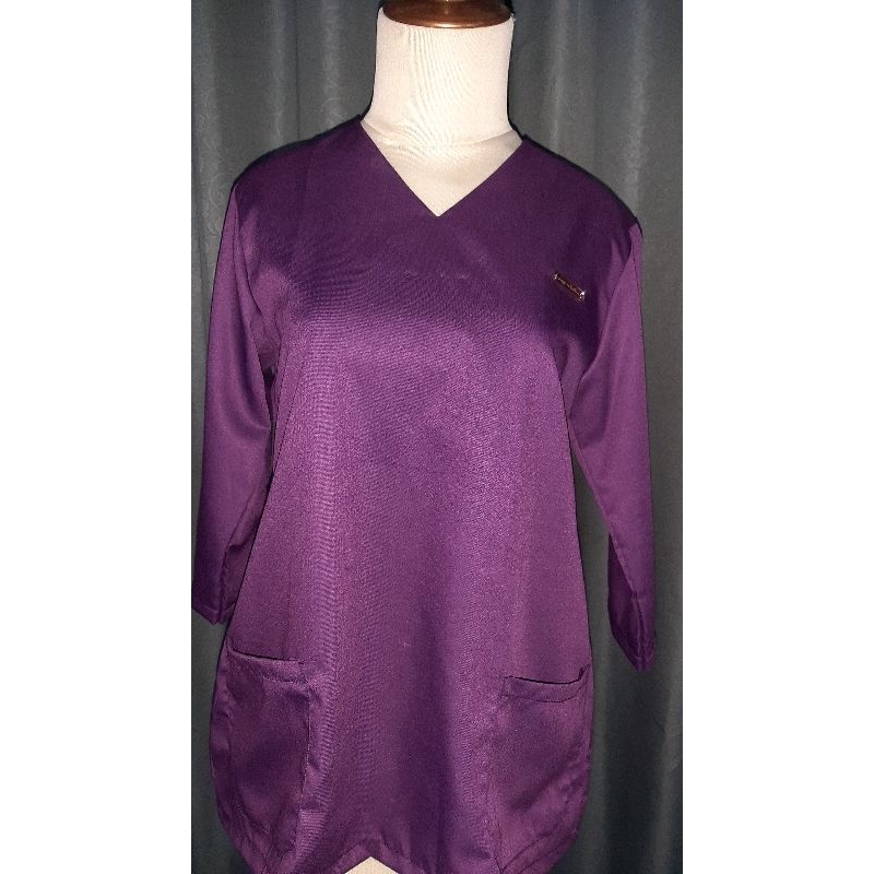 Setelan Toyobo Fodu Wanita Simple Ld100 Lengan 7/8 Ungu Lavender Polos Elegant Mewah Nyaman Setelan 