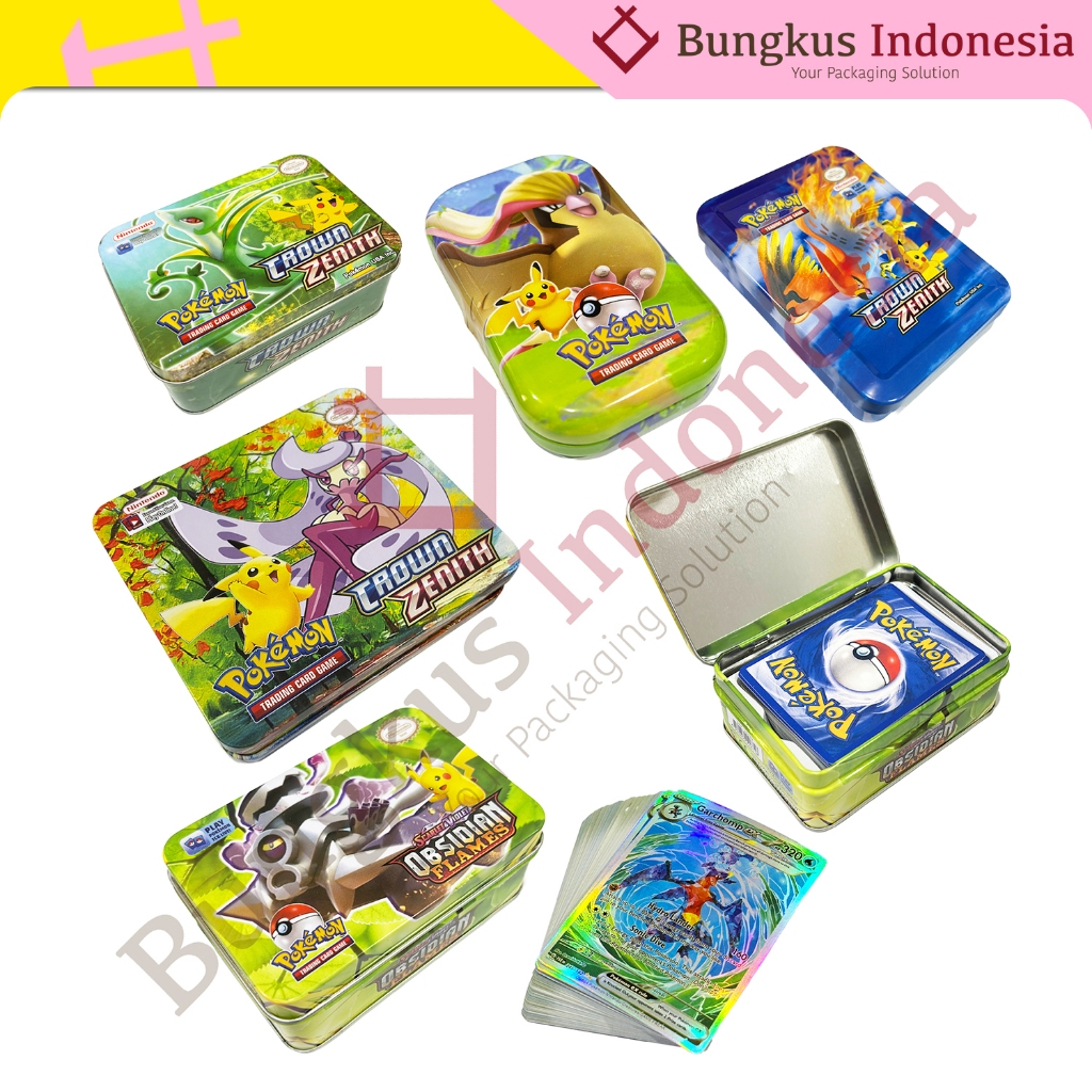 Kartu pokemon charizard pikacu TCG free kaleng case