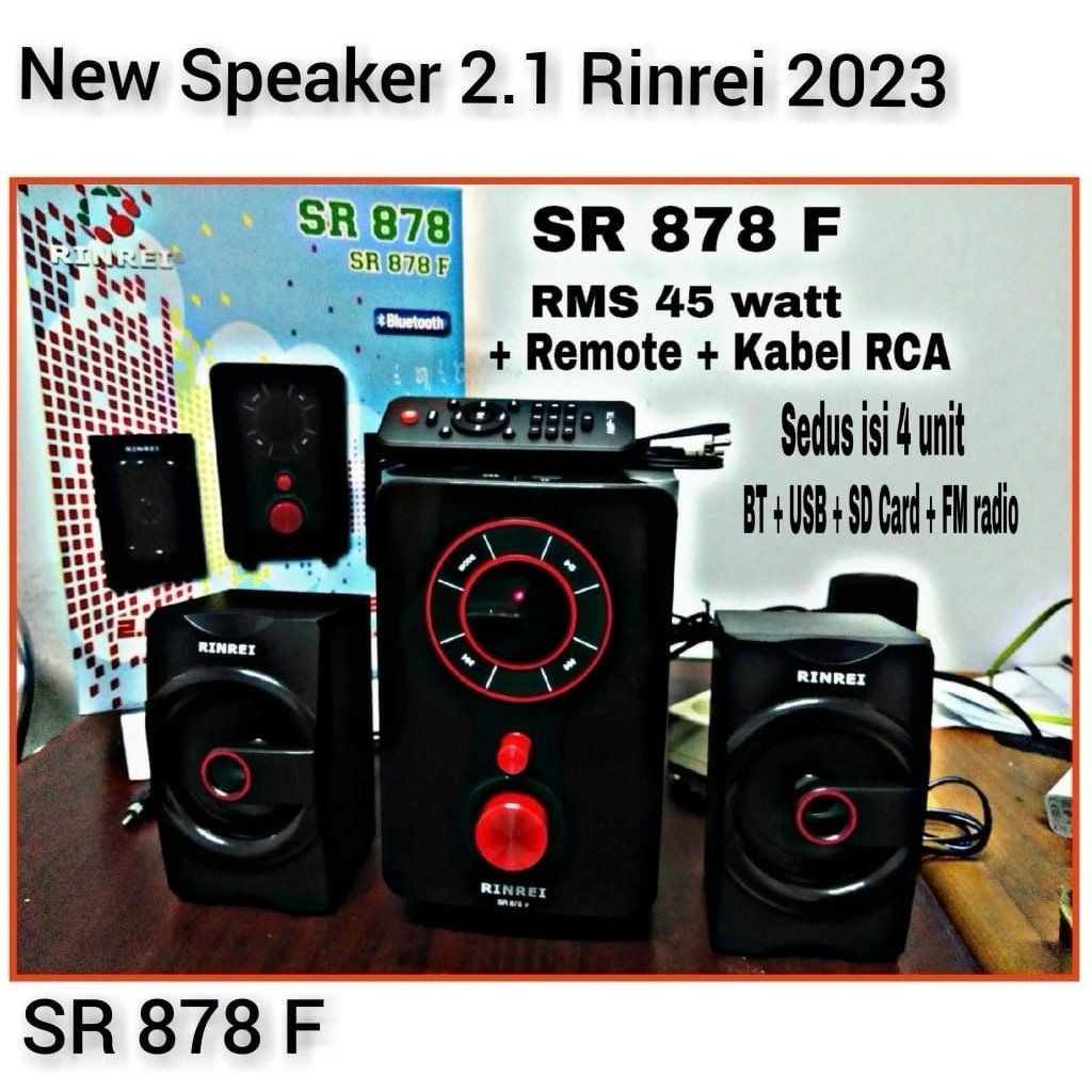 Speaker Rinrei SR-878F/Speaker Bluetooth Speaker Multimedia 2.1 Super Bass 45W RINREI SR 878f