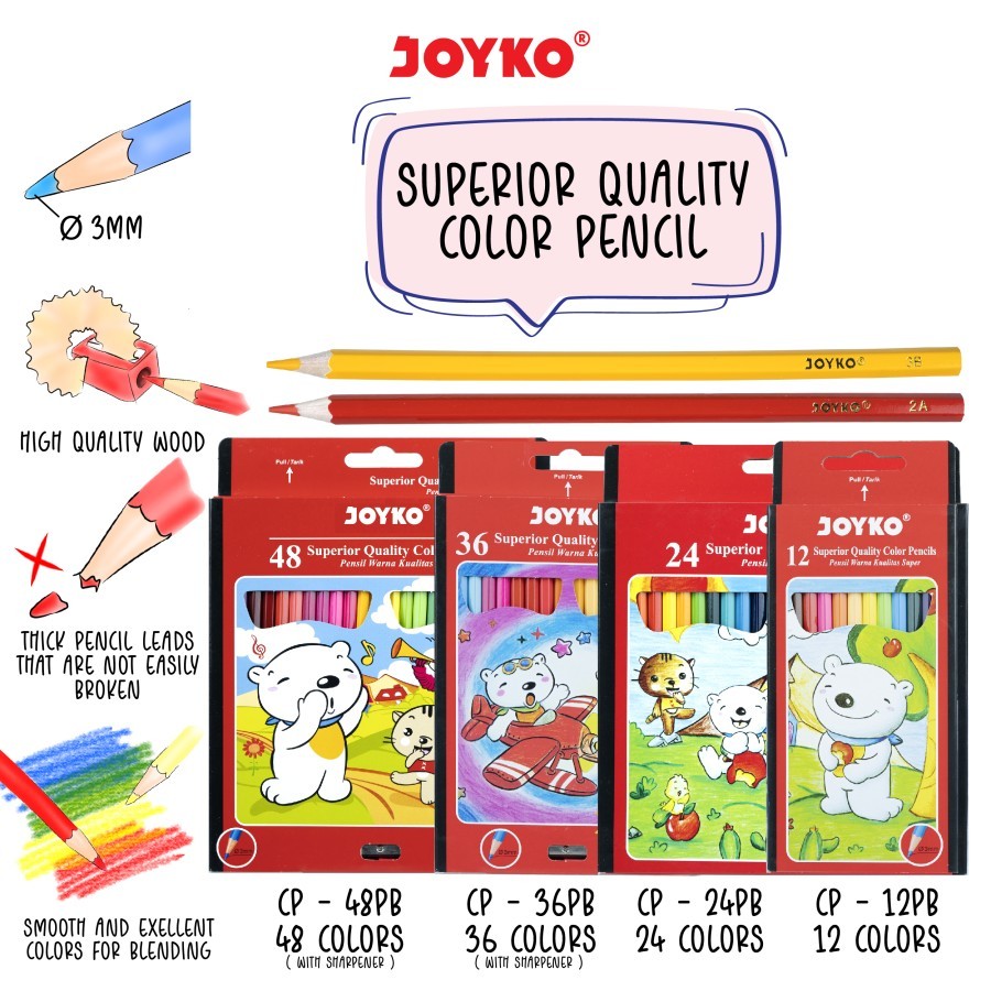 

Pensil Warna Joyko 12 Superior Quality Color Pencils (CP-12PB)