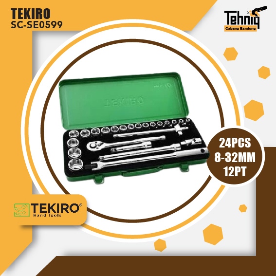 Tekiro 8 - 32 mm (12 PT) 1/2” DR. KUNCI SOCK SET 24 PCS (BESI) / Set Kunci Sock Tekiro SC-SE0599