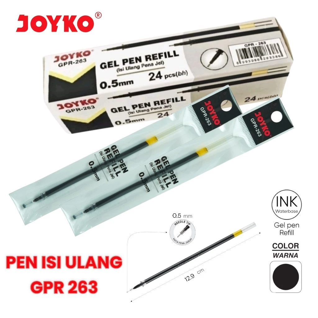 

(1 Pack) JOYKO Pen Refill Isi Ulang Pen Isi Pulpen GPR-263 / GPR-200 0.5 mm