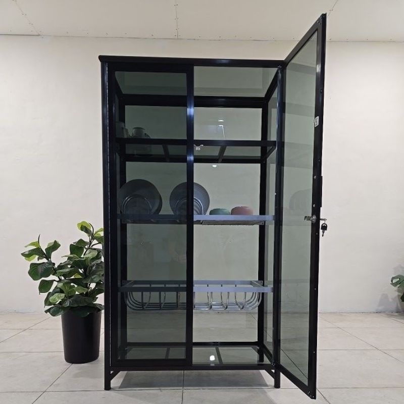 TC ALUMINIUM RAK PIRING 80X38X143 b LEMARI PIRING ALUMINIUM KECIL MINIMALIS