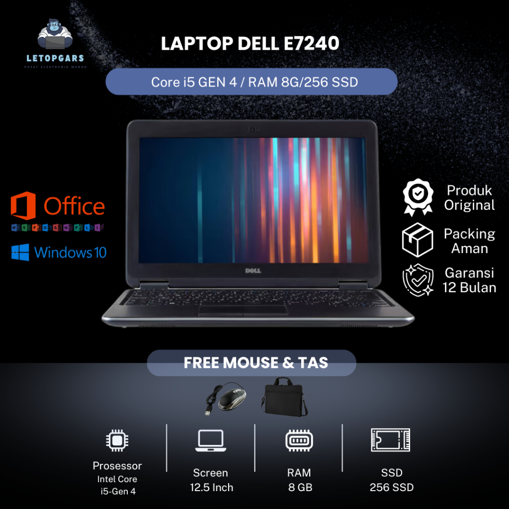LAPTOP DELL E7240 i5 GEN 4 / RAM 8G/256 SSD