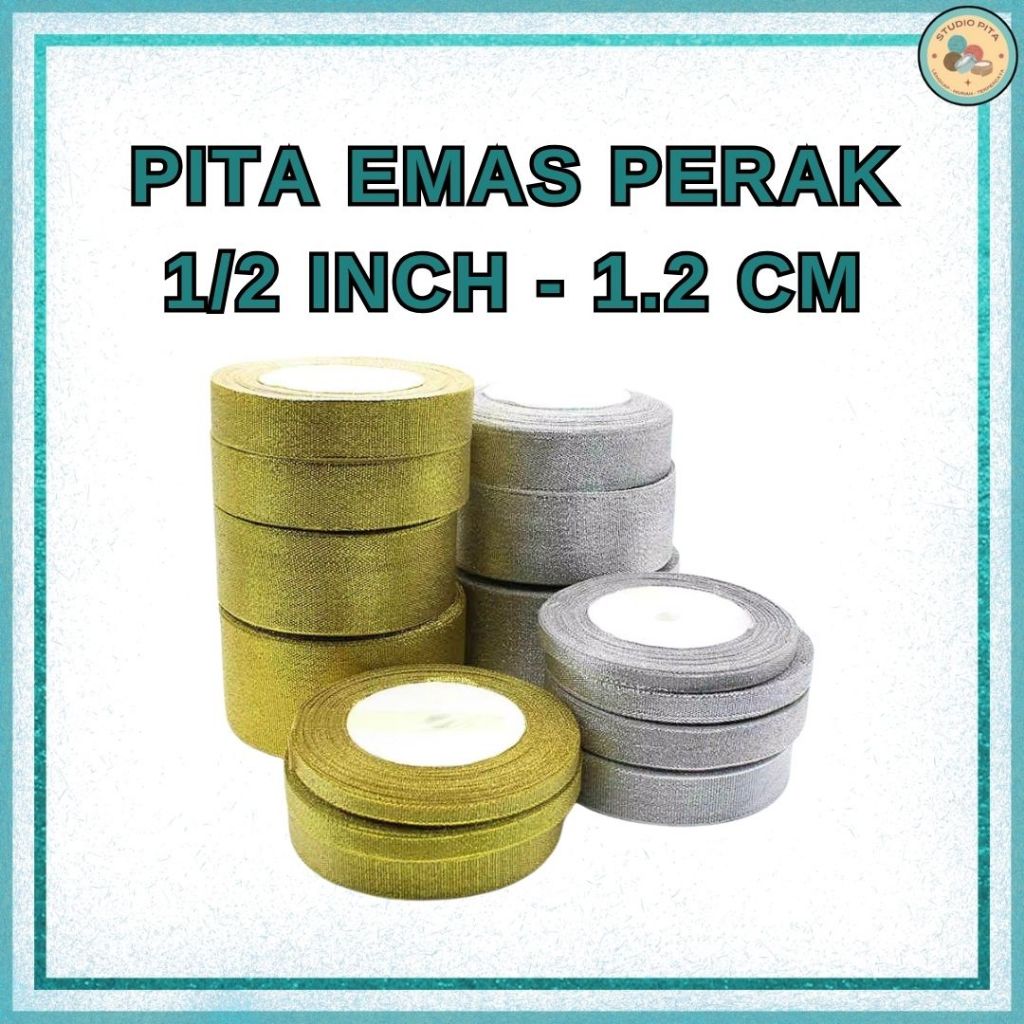 

Pita Emas Perak 1/2 Inch (1,2 Cm) // Pita Glitter