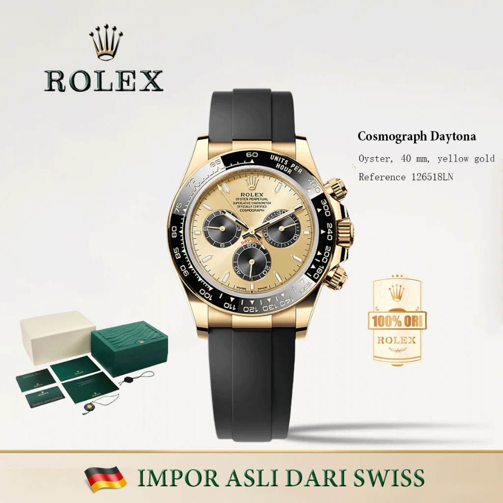 【100% jam tangan Rolex asli】 Rolex watch Cosmograph Daytona series M126518LN-0012 champagne diameter