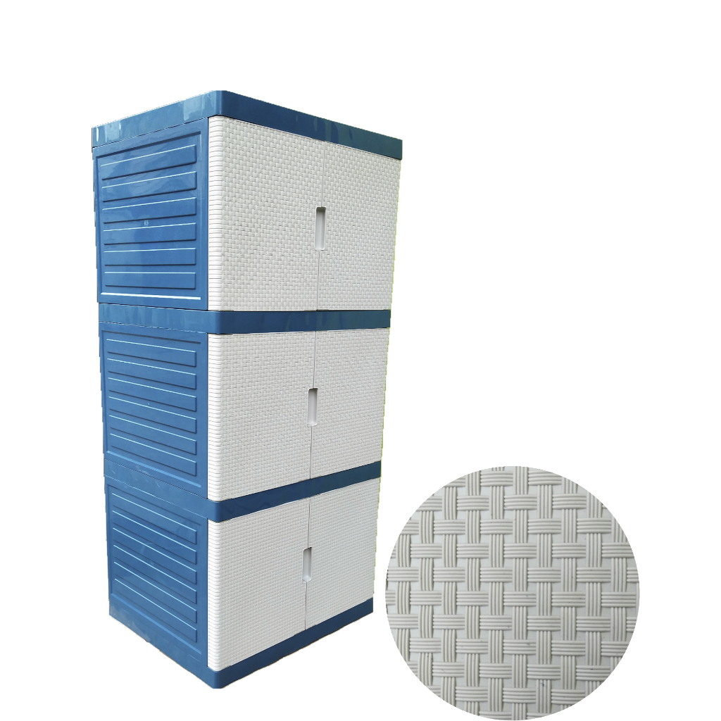 LEMARI PLASTIK MINI ARTHA PREMIUM / LEMARI ARTHA MINI SUSUN 3 - LEMARI PREMIUM PINTU PUTIH - BIRU