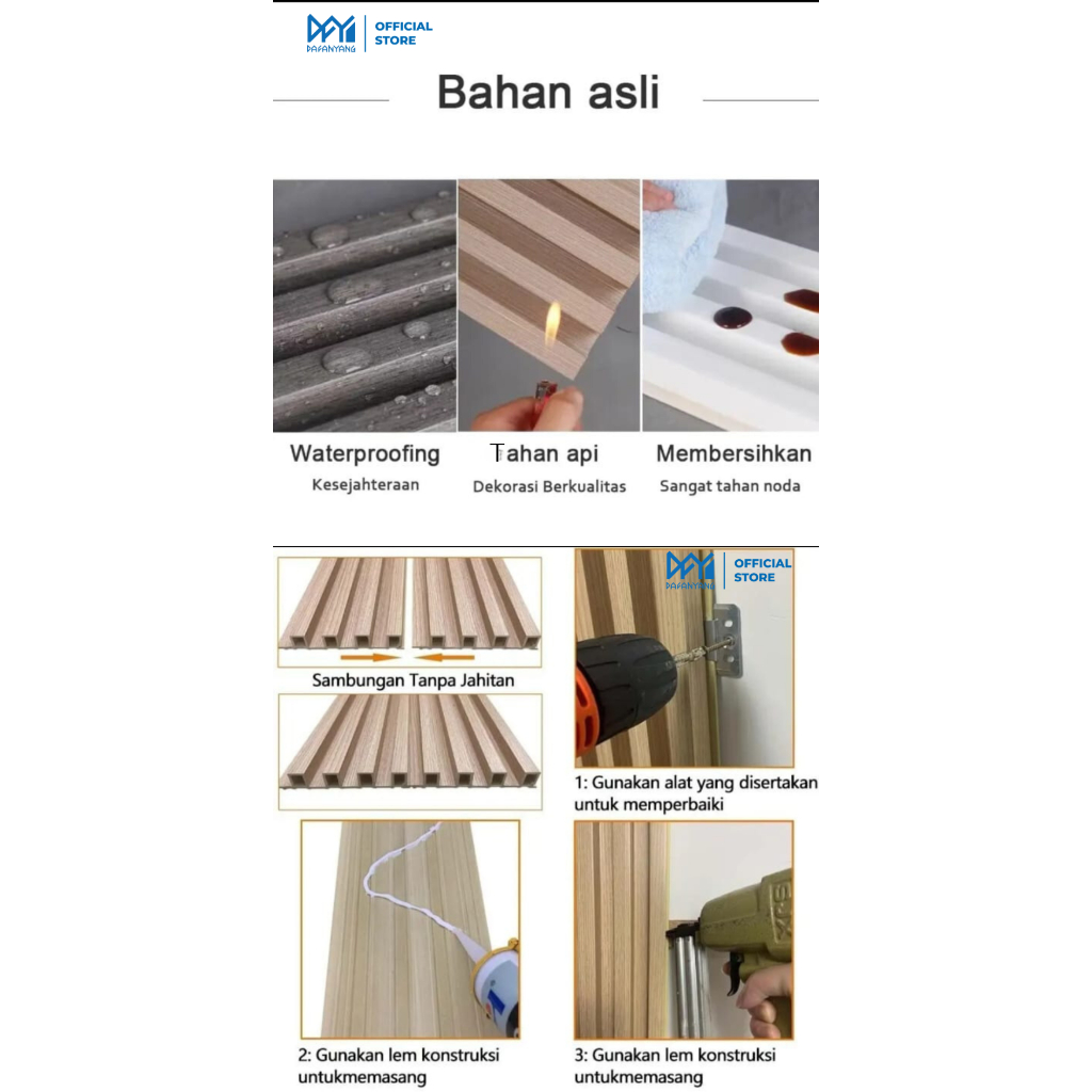 RTY Golden [3METER x 16 CM] Wood Wall Panel WPC GW-FA Best Quality Kisi Kisi Kayu WPC Wall Panel