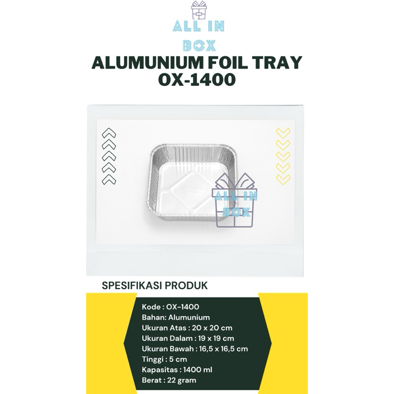 ALUMINIUM FOIL TRAY CUP OX-1400 / Wadah Alumunium Foil Bestfresh OX-1400 / Alutray 1400ml BEST FRESH
