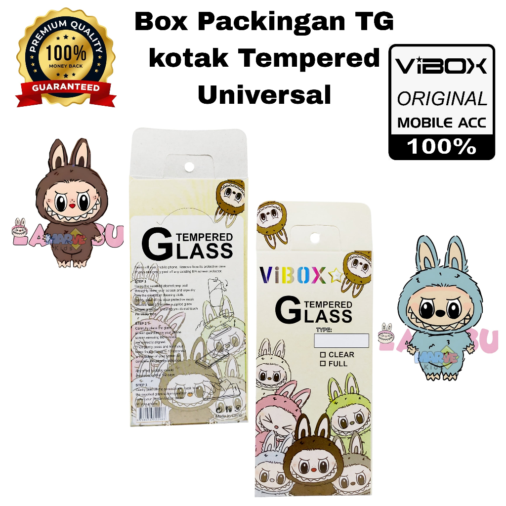 

Box Packingan TG Labubu Fyp Kotak Tempered Glass New Paper Packaging Screenguard Antigores Kaca Full / Clear Universal [MRS]
