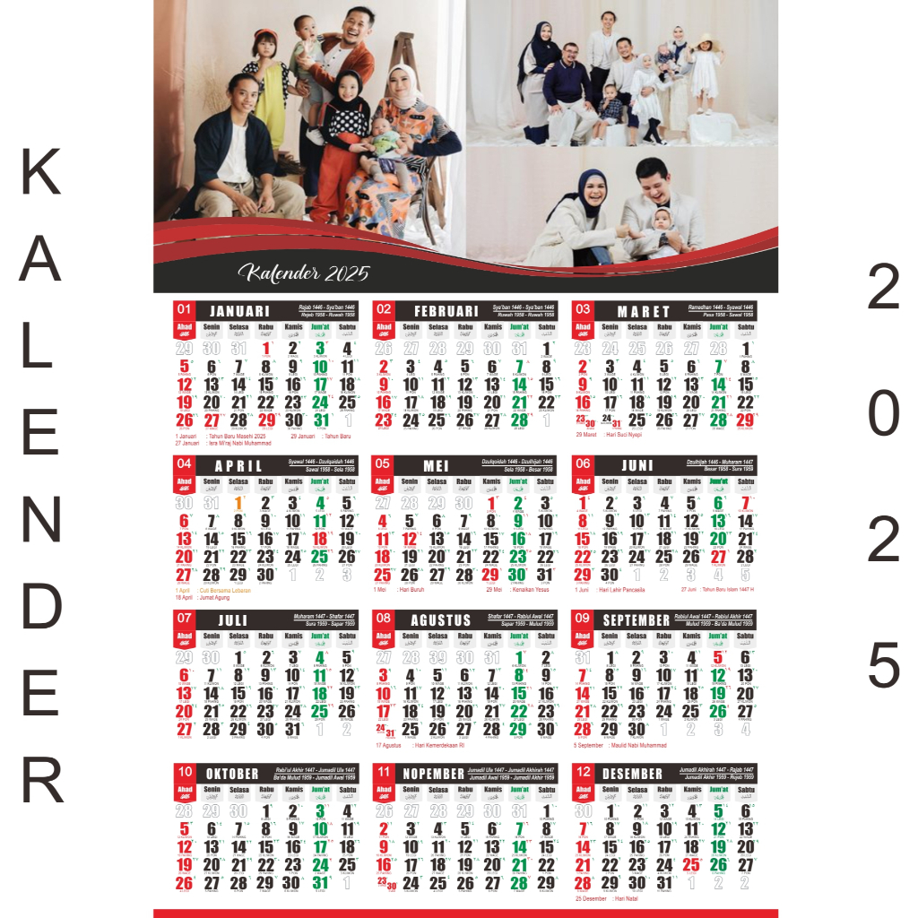 

KALENDER DINDING 12 BULAN 1 LEMBAR KERTAS TEBAL CUSTOM REQUEST FOTO KLEM