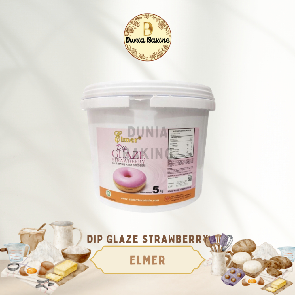 

Elmer dip glaze strawberry 250gr | Glaze donat elmer 250gr