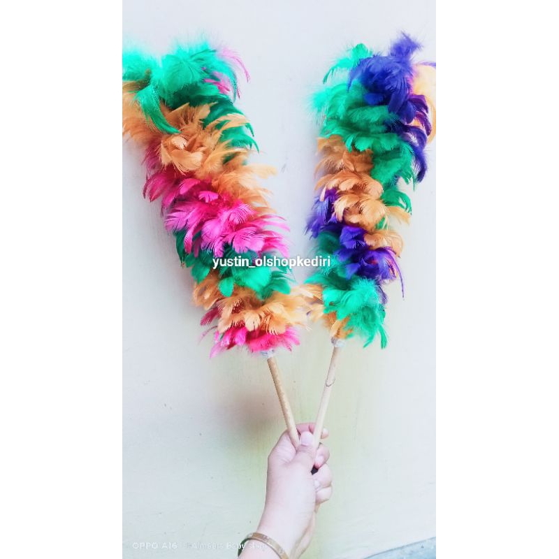 Kemoceng bulu ayam warna warni/ kemoceng bulu ayam asli