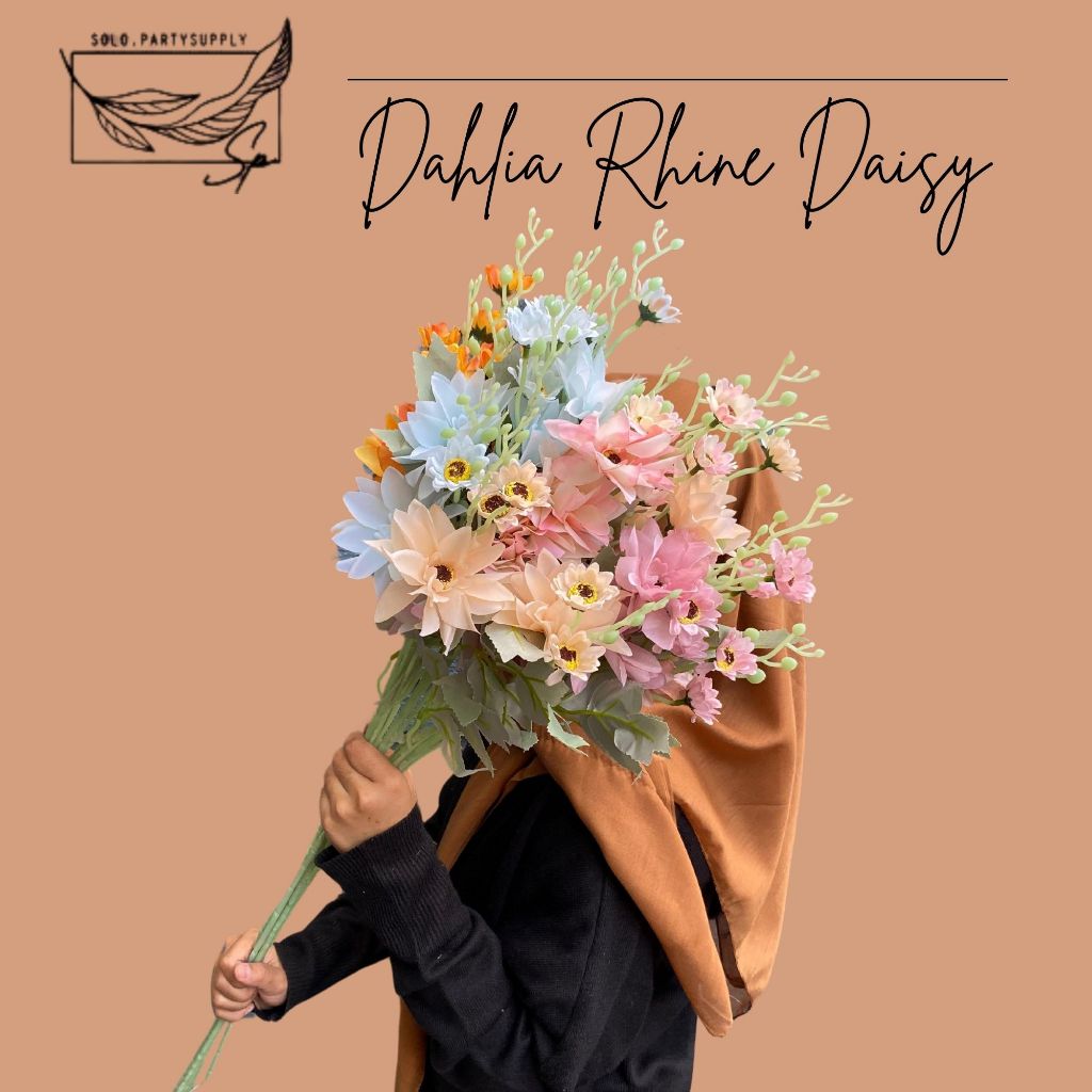 QC BUNGA DAISY 15 CABANG TIANG 70 CM BUNGA MATAHARI BUNGA GERBERA PALSU BUNGA FILLER DEKORASI
