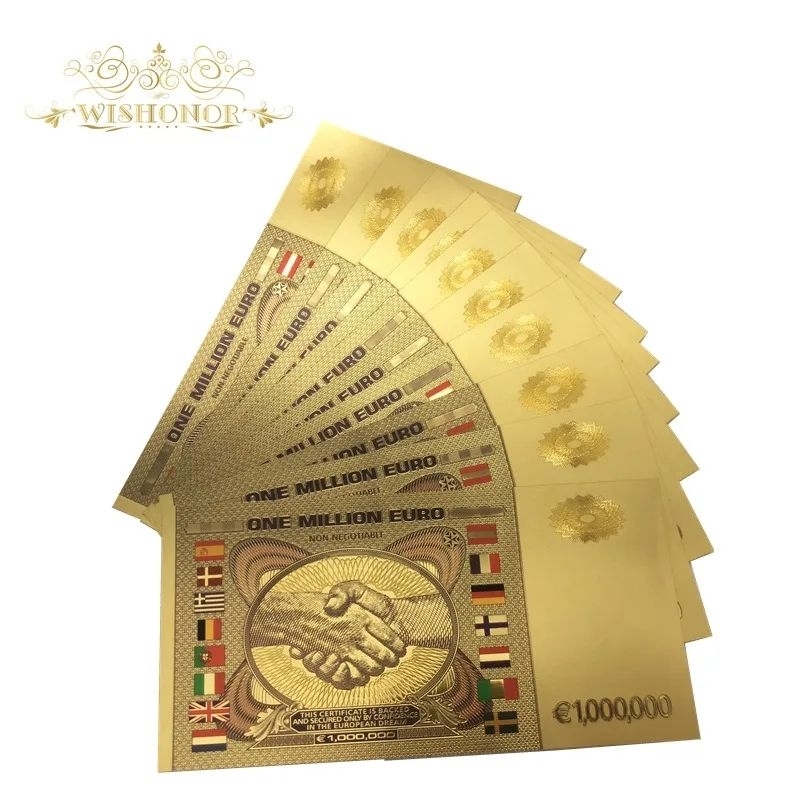 souvenir uang gold foil 1000000 euro elegant