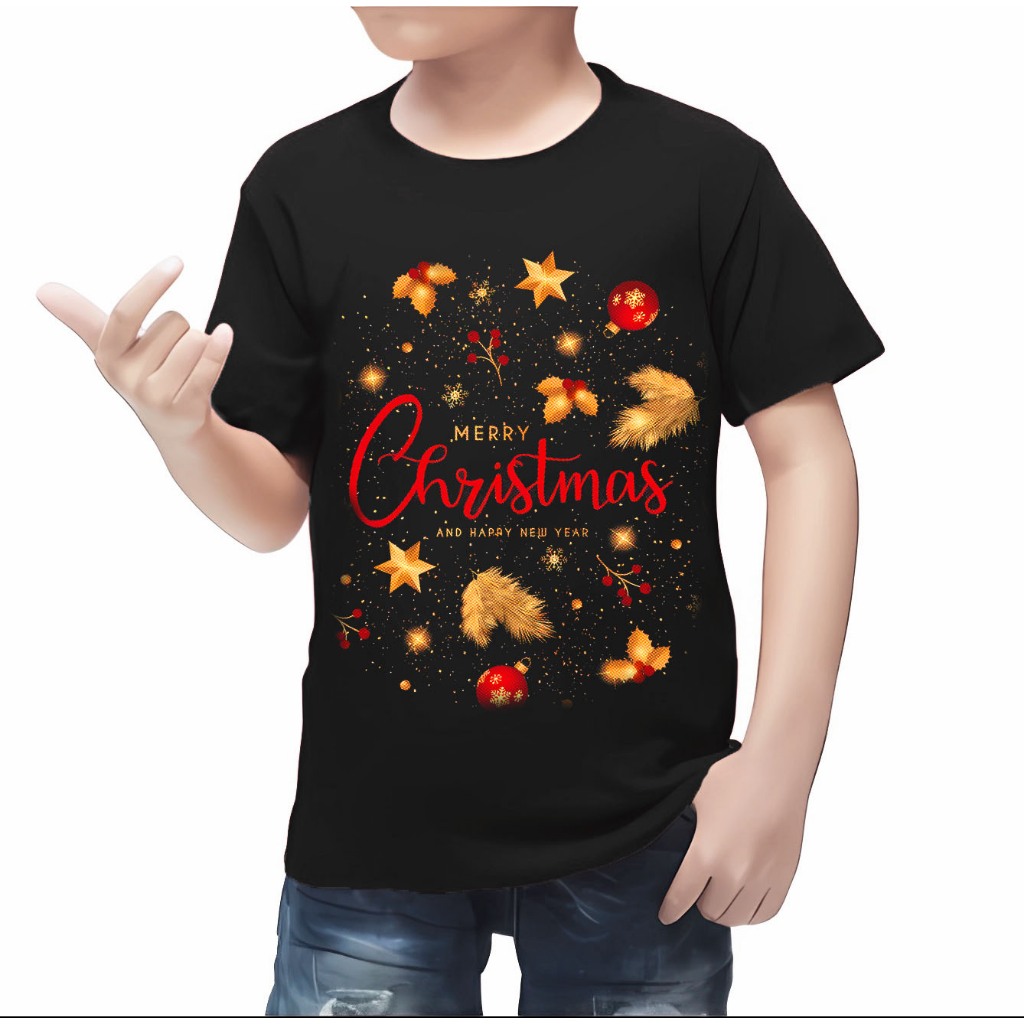 BAJU KAOS DISTRO ANAK LAKI LAKI UMUR 2-10 TAHUN MOTIF NATAL MERRY CHRISTMAS