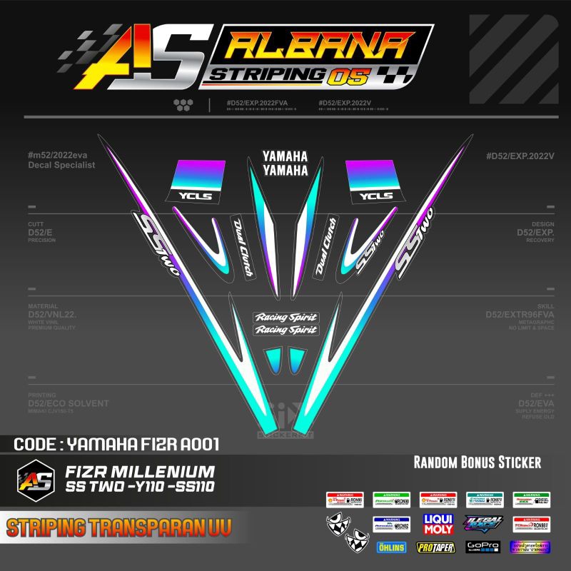STICKER YAMAHA F1ZR SS TWO TRANSPARAN/STRIPING F1ZR SS TWO TRANSPARAN