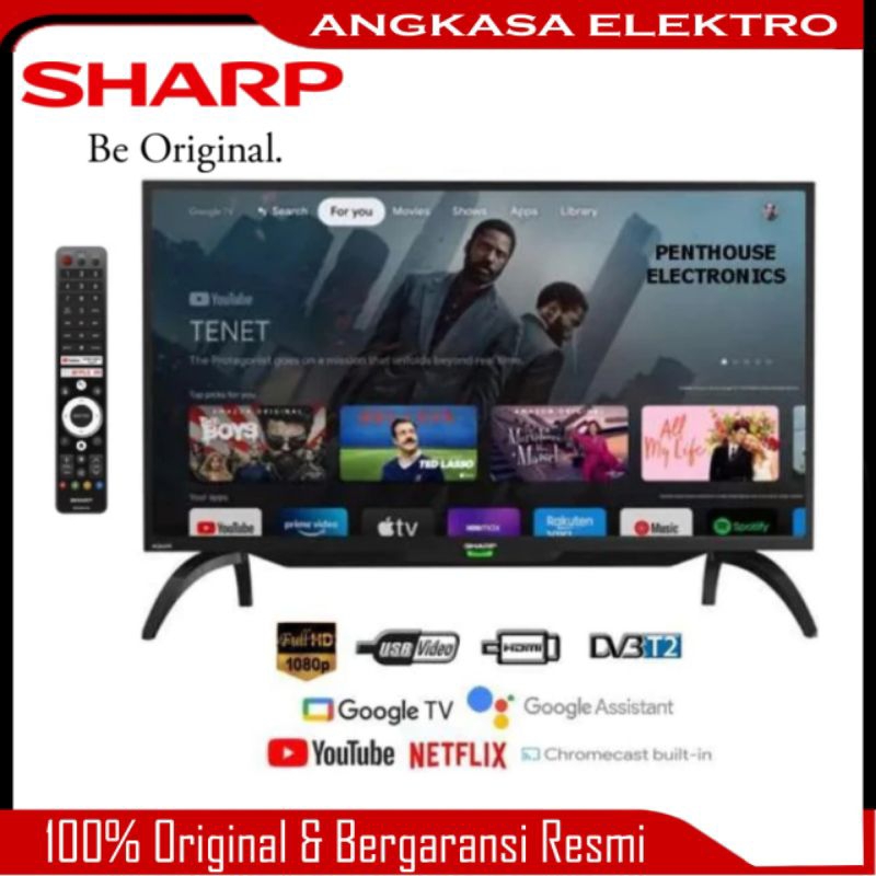 LED TV SHARP 42 INCH GOOGLE TV FHD - Digital TV - Youtube/Netflix - Voice - Bluetooth - 2T-42EG1i