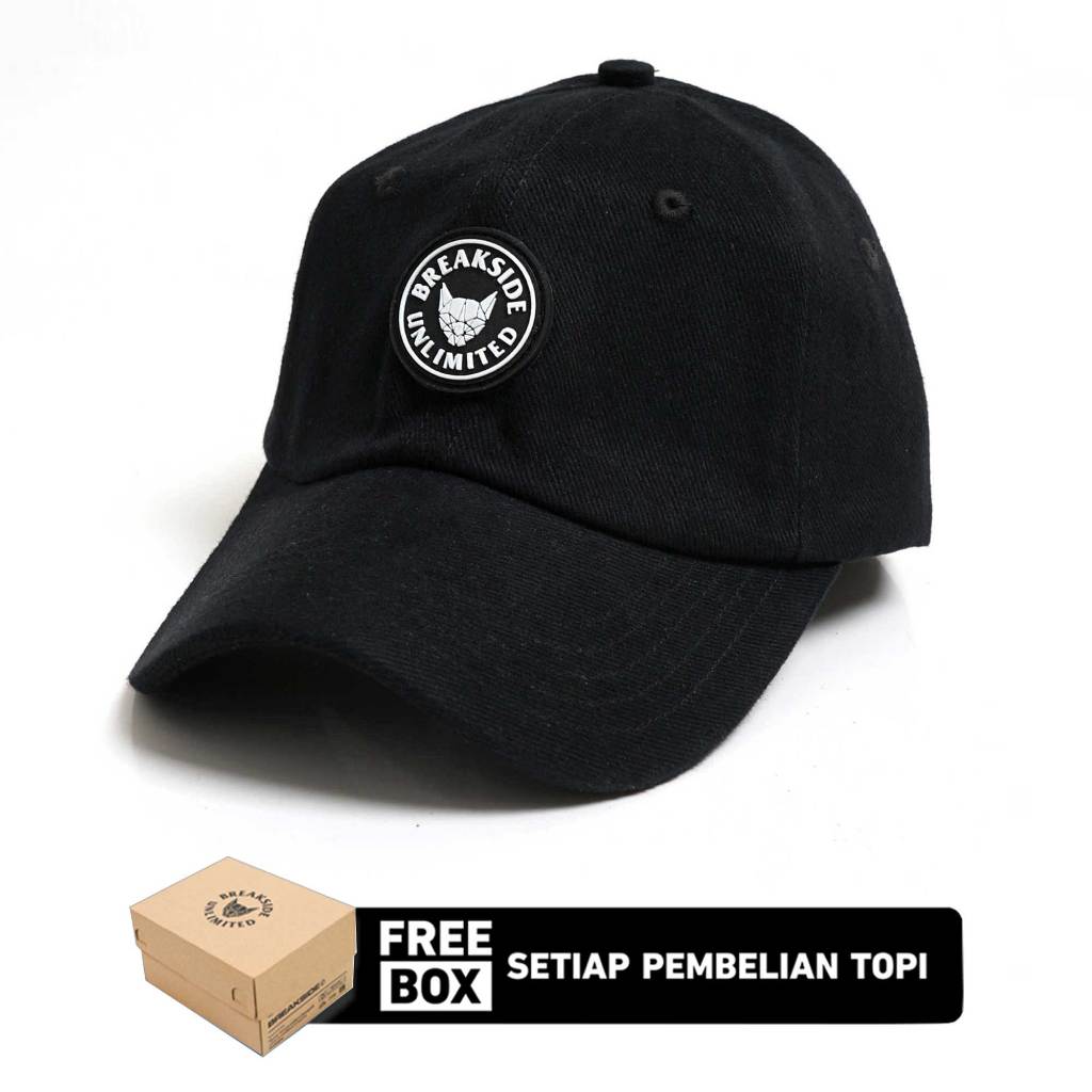 Breakside Polo Cap Current - Black Topi Rafel Pria / Wanita Gratis Box Topi Baseball Hitam Premium