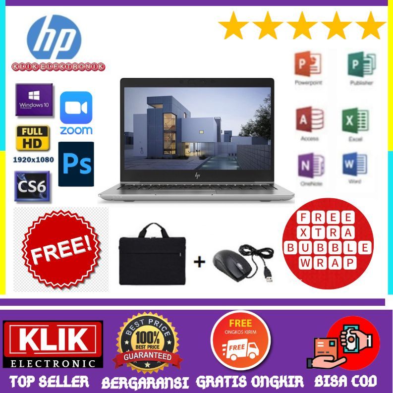 DESAIN MEWAH  LAPTOP HP ZBOOK 14 U G5 CORE I5 8TH / RAM 16GB - 512GBSSD / WIN 10 / Bonus Tas dan Mou