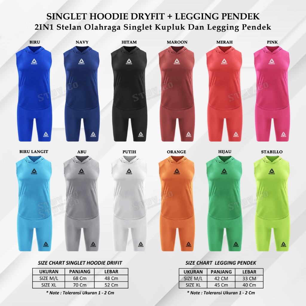 PROMO 2IN1 STELAN SINGLET HOODIE DRYFIT CELANA BASELAYER PENDEK SHORT PANTS STELAN BASKET SEPEDA