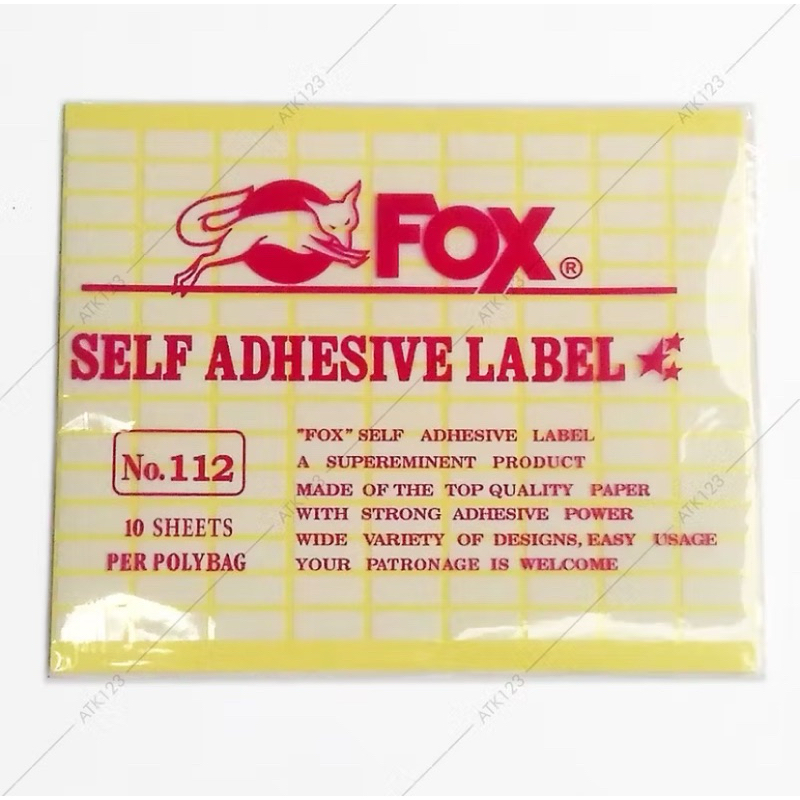 

Kertas / Label Stiker Fox No. 112 uk. 8 x 20 mm (Persegi Panjang)