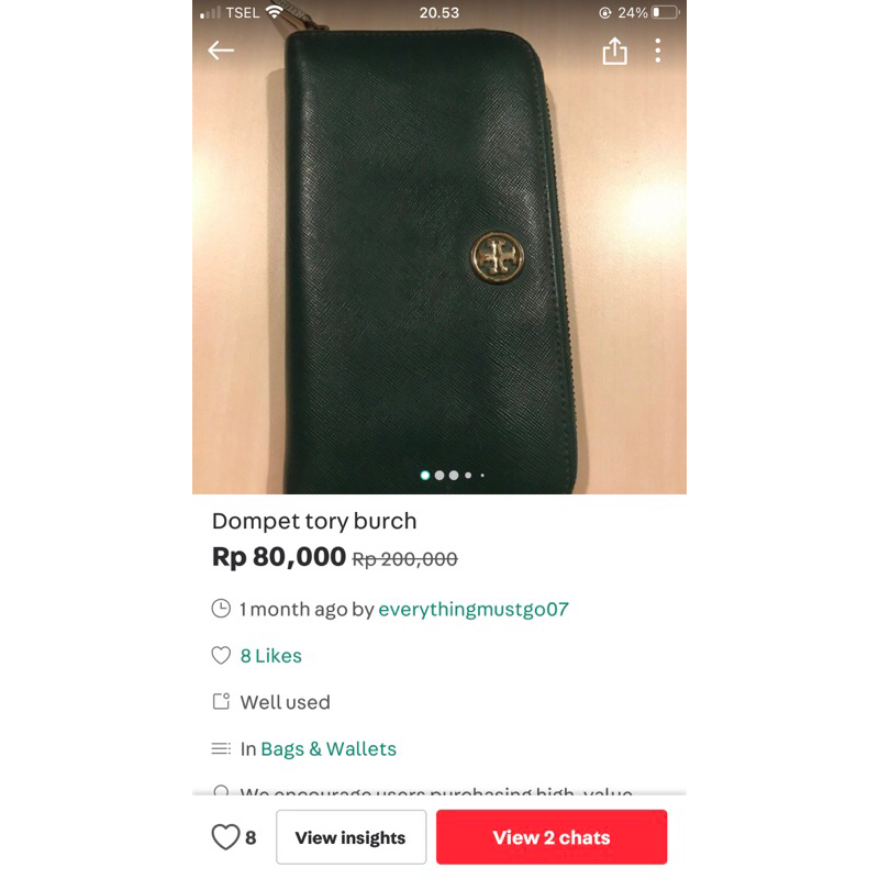 dompet tory burch bekas