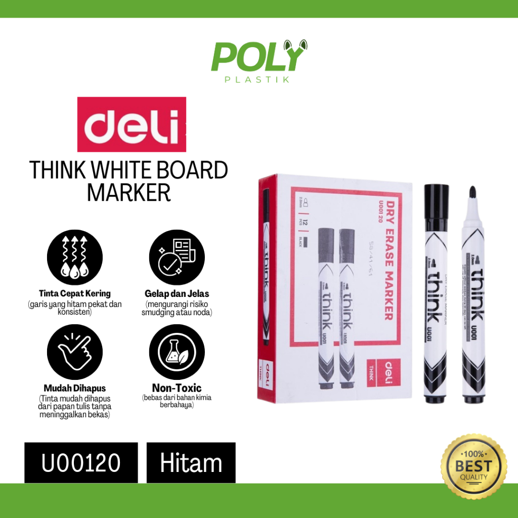 

Deli Think Dry Erase Marker / Spidol Whiteboard Marker / Spidol Papan Tulis EU00120