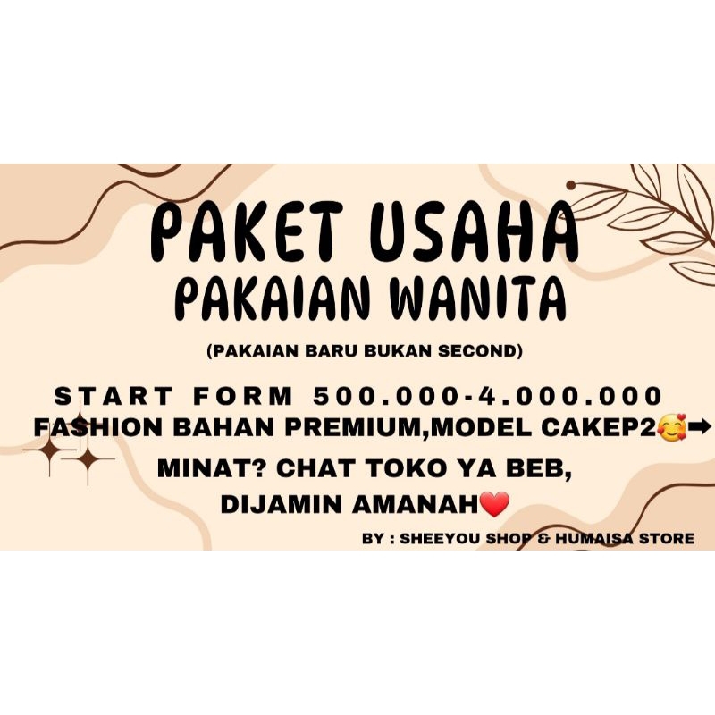 PAKET USAHA PAKAIAN WANITA | PAKET USAHA BAJU WANITA | PAKET USAHA FASHION WANITA | PAKET USAHA FASH