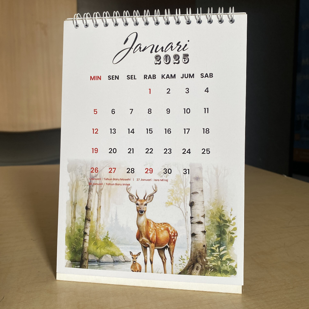 

Custom Kalender Duduk 2025 / Kalender 2025 Meja Custom isi 6 lembar 1 sisi- Tersedia Template